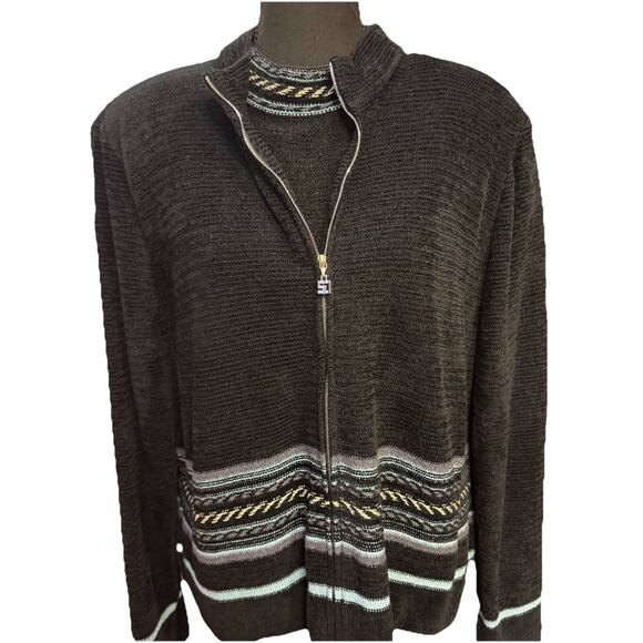 VTG St John Sport Zip Cardigan Tank Top Set Womens XL Old Money Preppy - Picture 3 of 15